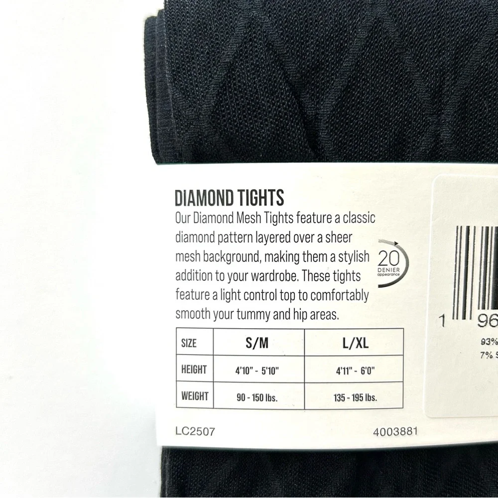 NWT L'eggs Sheer Black Diamond Tights